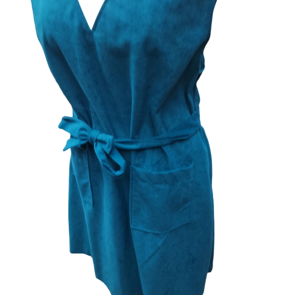 2/$30 Vintage Shift Dress Size 16 Retro Mod 60s Pockets Teal/Turquoise Sundress - Picture 5 of 11